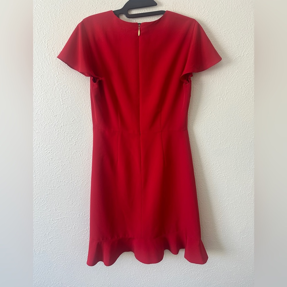 Draper James Lipstick Red Solid Flutter Dress - Picture 5 of 8